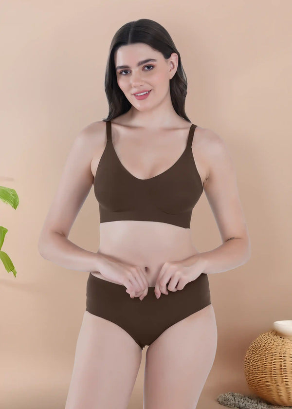 Tweens Non Padded Invsibra and Panty Set (Coffee) (TW-SB-65)